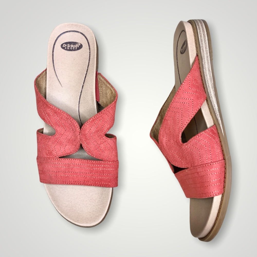 Dr. Scholl's Kourtney Passion Red Coral Slip On Open Toe Slide Sandals Size 8.5
